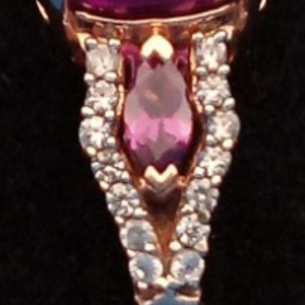 genuine grape garnets & pink sapphires, solid 10k rose gold, size 5.5 - Picture 5 of 12